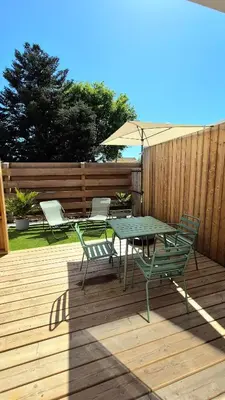 Balcon ou terrasse dans l'établissement New house 10 min from the beach