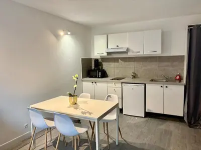 Cuisine ou kitchenette dans l'établissement Appartement cosy, terrasse privée, parking, centre ville