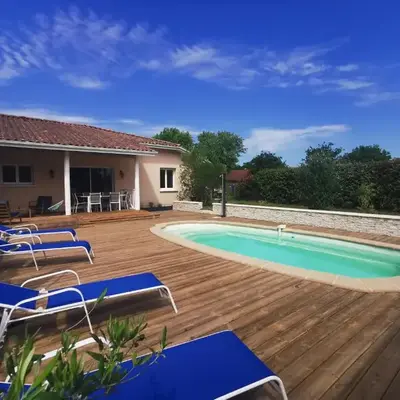 villa near ocean with swimming pool