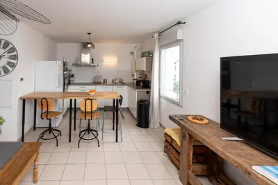 Cuisine ou kitchenette dans l'établissement Appartement BRISE MARINE