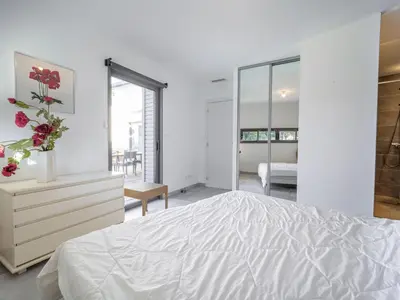 Un ou plusieurs lits dans un hébergement de l'établissement Maison de vacances à Mimizan Plage - Confort moderne proche océan - FR-1-50-177