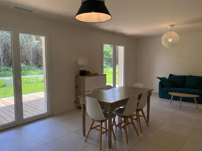 Coin salon dans l'établissement Les Nids de Galleben - La Villa Mimizan