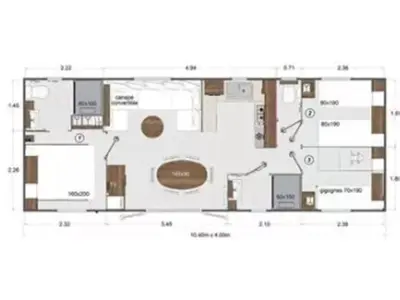 Plan de l'établissement Mobil-home Clim, TV, LV Camping LES OYATS 4 étoiles - MH-A017