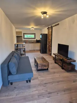 Coin salon dans l'établissement Tres belle maisonnette