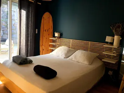 Un ou plusieurs lits dans un hébergement de l'établissement Villa OHANA - au calme et proche des plages, idéale pour les familles