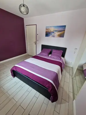 Un ou plusieurs lits dans un hébergement de l'établissement Beautiful Villa Landaise , pool, garden, 4 bedrooms