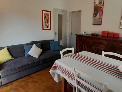 Coin salon dans l'établissement Maison 2 chambres, proche plage et commerces à Capbreton - FR-1-239-1137