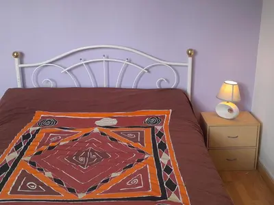 Un ou plusieurs lits dans un hébergement de l'établissement Maison 2 chambres, proche plage et commerces à Capbreton - FR-1-239-1137