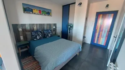 Un ou plusieurs lits dans un hébergement de l'établissement Mimizan Plage - Grand Studio 3 étoiles - 1 à 4 pers - Tout confort - 6 mn à pieds de la plage