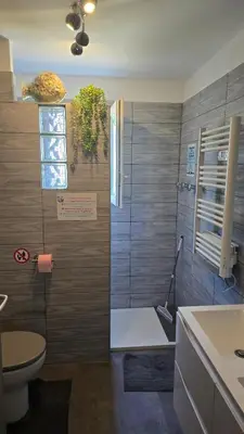 Salle de bains dans l'établissement EntreLac&Océan3 - entrée et terrasse privée