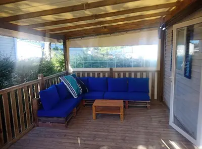 Balcon ou terrasse dans l'établissement La Plage 4 étoiles à MIMIZAN A20 2CH 1SDB 5 personnes