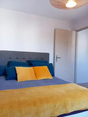 Un ou plusieurs lits dans un hébergement de l'établissement Maison neuve à 7km of Plage de Contis