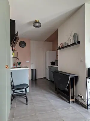 Cuisine ou kitchenette dans l'établissement Studio du Lac