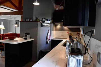 Cuisine ou kitchenette dans l'établissement Villa Hossegor 8 personnes proche du Lac