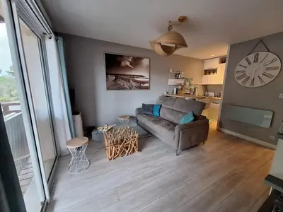 Cuisine ou kitchenette dans l'établissement Entre mer et golf