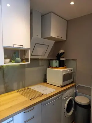 Cuisine ou kitchenette dans l'établissement Entre mer et golf