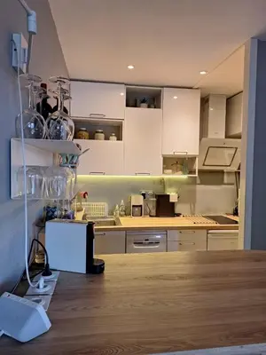 Cuisine ou kitchenette dans l'établissement Entre mer et golf