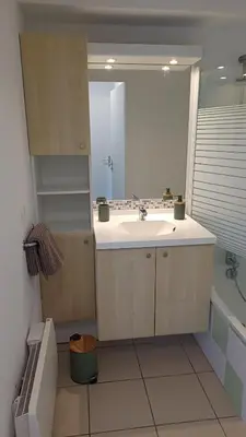 Salle de bains dans l'établissement T3 Nature Ondres plage avec piscine et tennis
