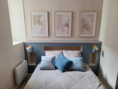 Un ou plusieurs lits dans un hébergement de l'établissement Appartement Saliora