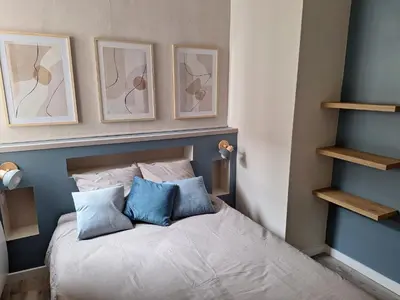 Un ou plusieurs lits dans un hébergement de l'établissement Appartement Saliora