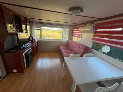 Cuisine ou kitchenette dans l'établissement Mobil-home