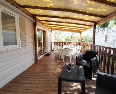 Balcon ou terrasse dans l'établissement mobilhome 508