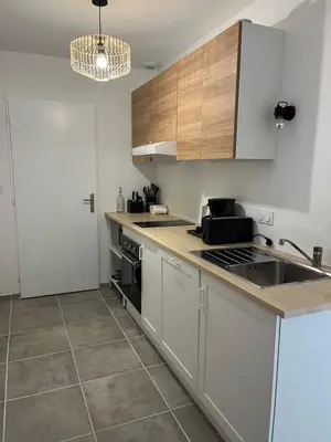 Cuisine ou kitchenette dans l'établissement Gite du Lac T4