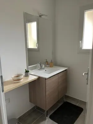 Salle de bains dans l'établissement Gite du Lac T2