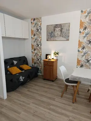 Coin salon dans l'établissement Appartement face au lac et à deux pas de l'océan