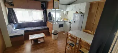 Cuisine ou kitchenette dans l'établissement Mobil-home climatisé 4 pers 2 chambres