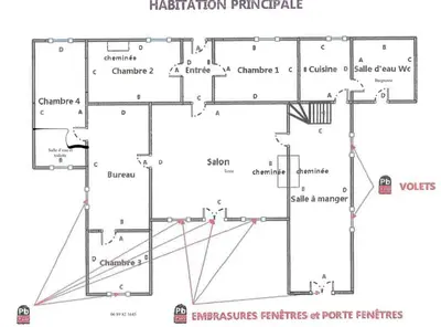 Plan de l'établissement Ferme landaise avec Piscine , 4 chambres