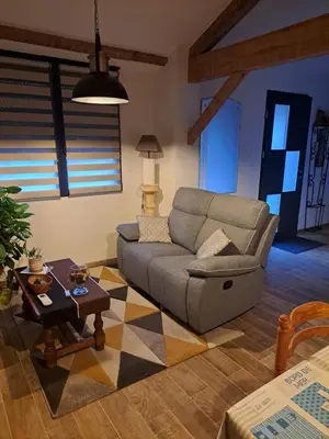 Coin salon dans l'établissement Maison style chalet