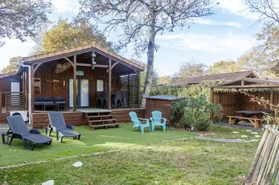 Jardin de l'établissement Chalet 809 tout confort en lisière de forêt