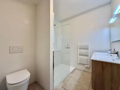 Salle de bains dans l'établissement Charmant duplex parking proche Arcachon