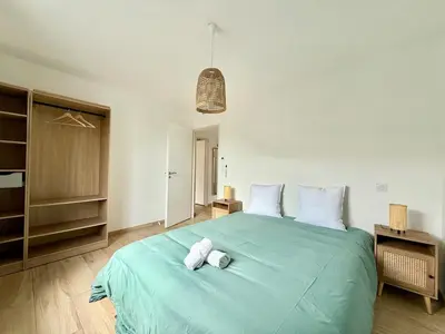 Un ou plusieurs lits dans un hébergement de l'établissement Villa Paloma piscine chauffée 8 pers