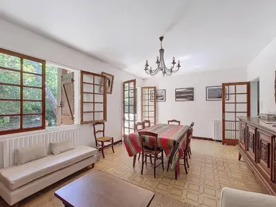 Coin salon dans l'établissement Villa pour 6 pers à Moliets avec animaux admis - FR-1-857-28