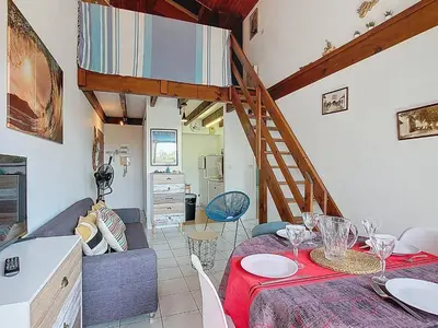 Télévision ou salle de divertissement dans l'établissement Vieux Boucau - T2 Mezzanine pour 4 personnes - FR-1-857-45