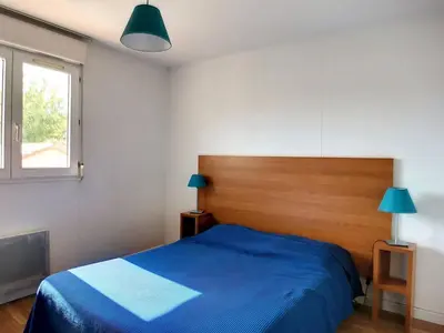 Un ou plusieurs lits dans un hébergement de l'établissement Soustons Plage - Villa Duplex 6 pers avec terrasse - FR-1-857-32
