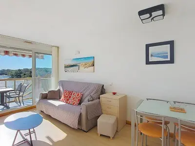 Coin salon dans l'établissement T2 4 pers - Terrasse et animaux admis - FR-1-857-43