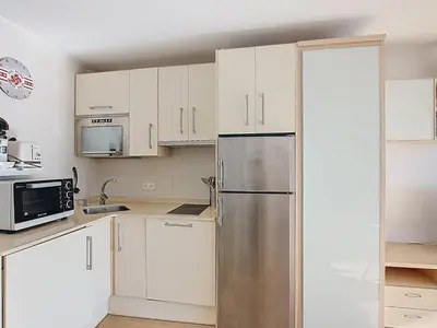Cuisine ou kitchenette dans l'établissement T2 4 pers - Terrasse et animaux admis - FR-1-857-43