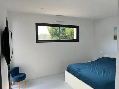 Un ou plusieurs lits dans un hébergement de l'établissement Villa 5 Etoiles avec piscine chauffée Proche plages et Pays Basque