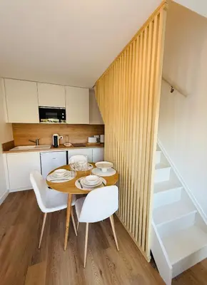 Cuisine ou kitchenette dans l'établissement Studio Spa Du Bassin