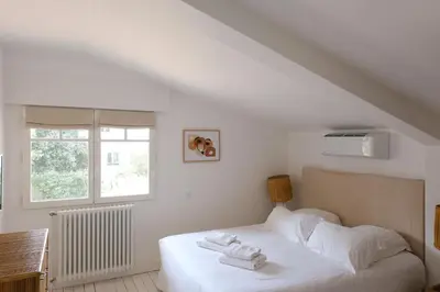 Un ou plusieurs lits dans un hébergement de l'établissement Villa Les Voiles - ARCHIK Pyla sur Mer - Accès plage