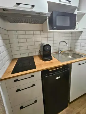 Cuisine ou kitchenette dans l'établissement Fontaine - Centre - Wifi - Clim