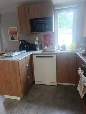 Cuisine ou kitchenette dans l'établissement Mobil Home Camping 4 étoiles en bord de mer