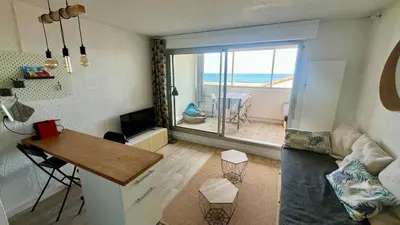 Coin salon dans l'établissement Appartement - vue mer Plage à pied - Capbreton