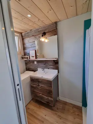 Cuisine ou kitchenette dans l'établissement En première ligne, face à l'océan sur la dune
