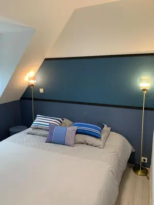 Un ou plusieurs lits dans un hébergement de l'établissement La Suite Unique - Cottage cosy - 2 chambres - vue Golf - 10 mn des Thermes - Linge inclus-