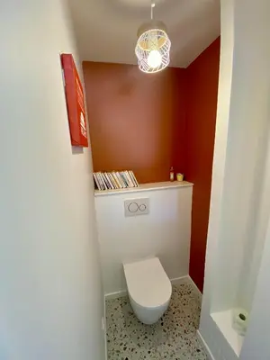 Salle de bains dans l'établissement Maison cosy, calme proche du port ostréicole