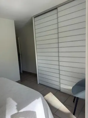 Un ou plusieurs lits dans un hébergement de l'établissement Villa 3 étoiles piscine chauffée 6 pers Biscarrosse Lac